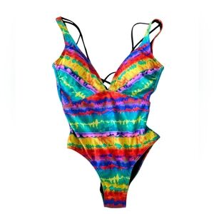 Heat Multicolor One-Piece Swimsuit with‎ Bra Women's Size Small